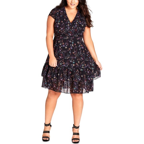 Shop City Chic Womens Plus Wrap Dress Floral Ruffled ...