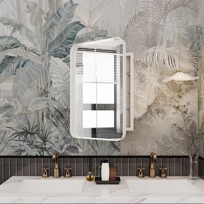 Recessed Metal Framed Medicine Cabinet w/ Mirror & Adjustable Shelves