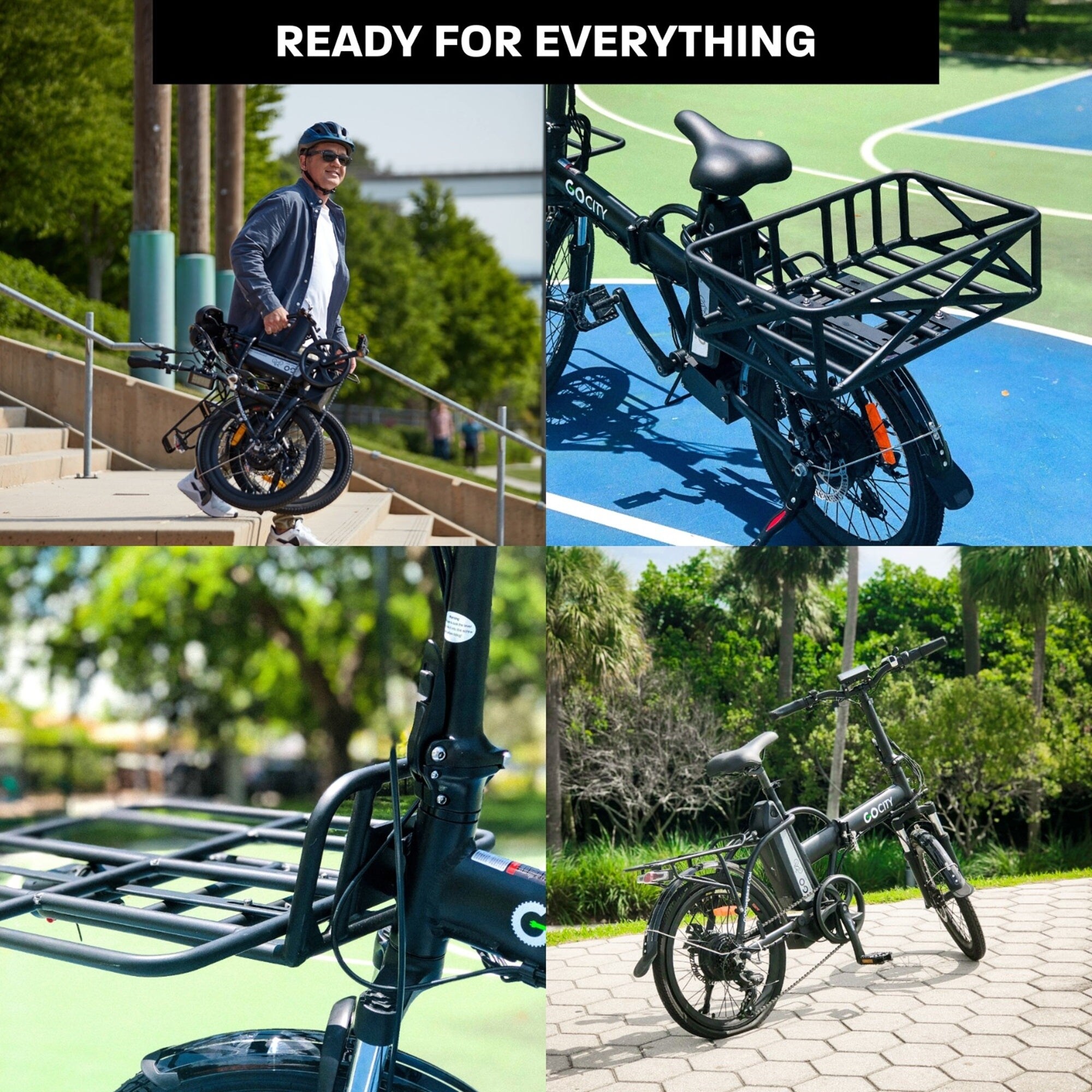 GoPowerBike Go City Folding Electric City bike 20 inch Wheels 16 Years and Up Black