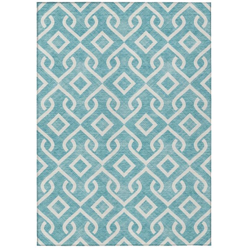HomeRoots Geometric Transitional Rectangle Outdoor Rug