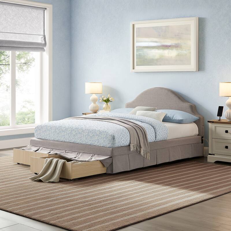 Canton Upholstered Queen Size Storage Bed - Grey