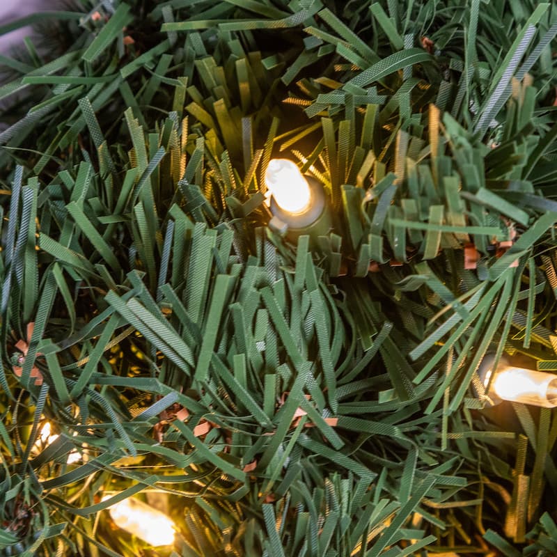 9 Foot Long Pre Lit Aspen Spruce Garland with 100 UL Clear LED Lights