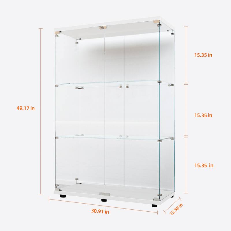 Tempered Glass Display Cabinet,Wine Cabinet,Storage Cabinet,File Cabinet,With Bluetooth Led Light Strip,Adjustable Floor Feet