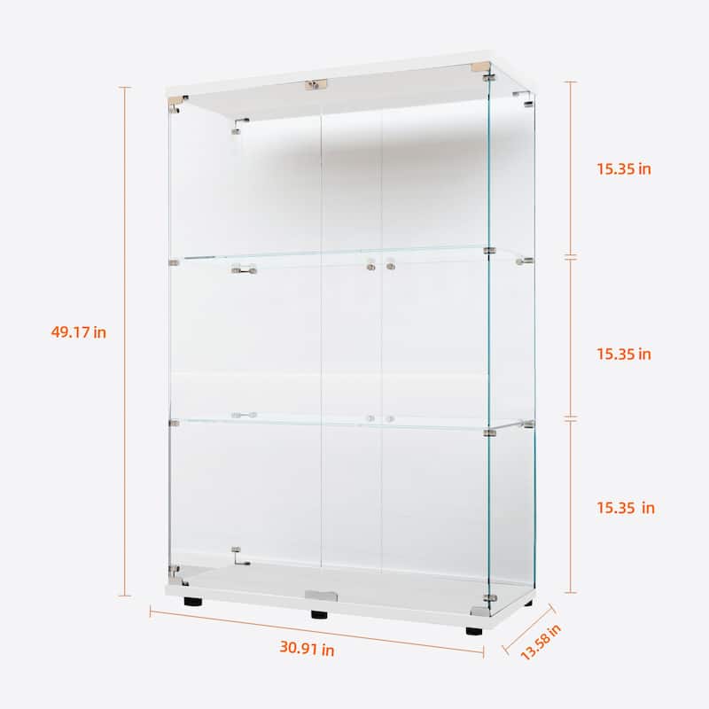Tempered Glass Display Cabinet,Wine Cabinet,storage Cabinet,File Cabinet,with Bluetooth LED Light Strip,Adjustable Floor Feet