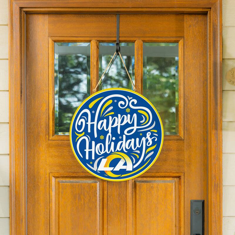 Los Angeles Rams 18" x 18" Happy Holidays Door Décor Wall Sign - 18" x 18"