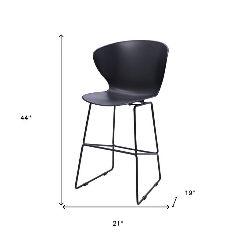 Set of 2 Contemporary Plastic Counter Height Bar Stools