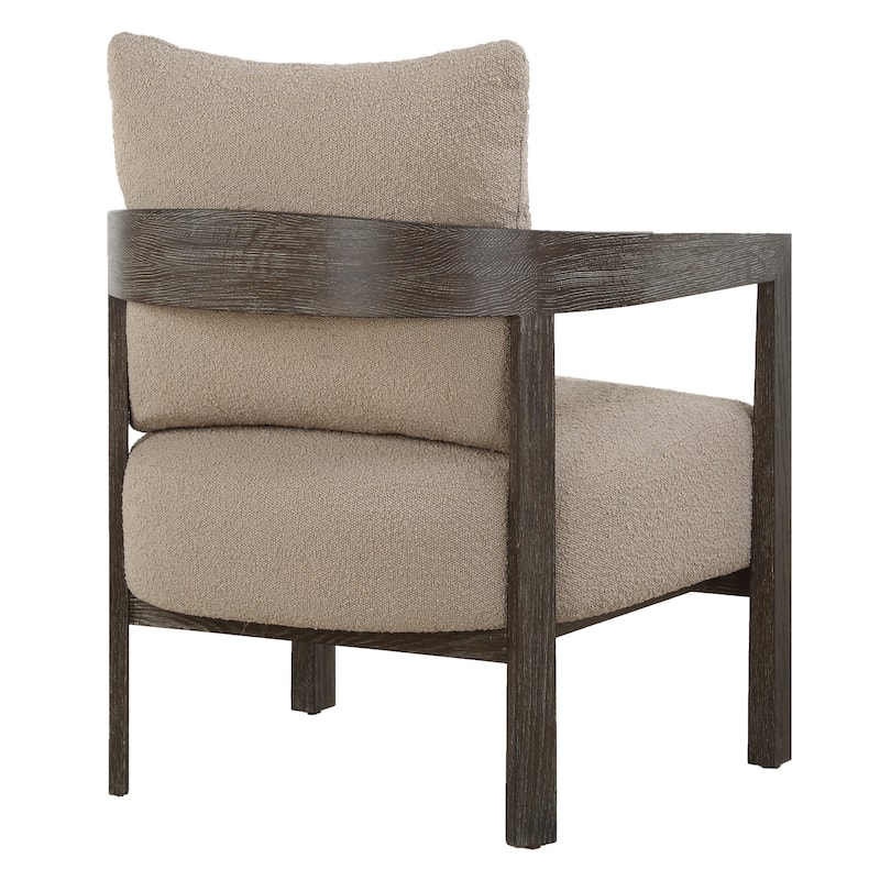 Solid Barrel Frame Accent Chair with Armrest - 29" - Brown