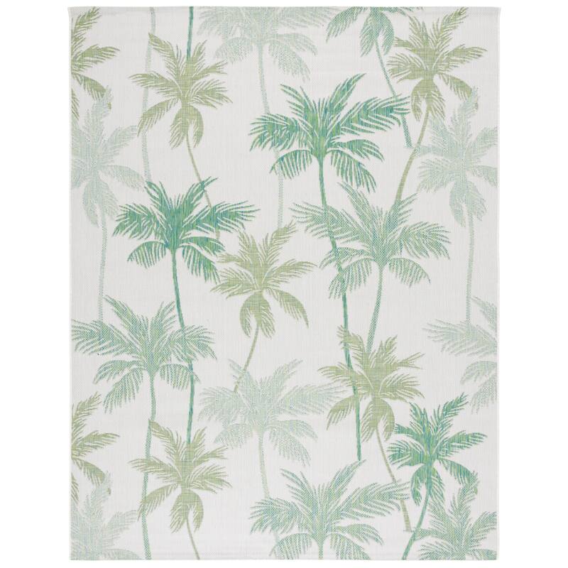 SAFAVIEH Courtyard Plony Indoor/Outdoor Tropical Rug - 9' x 12' - Ivory/Green