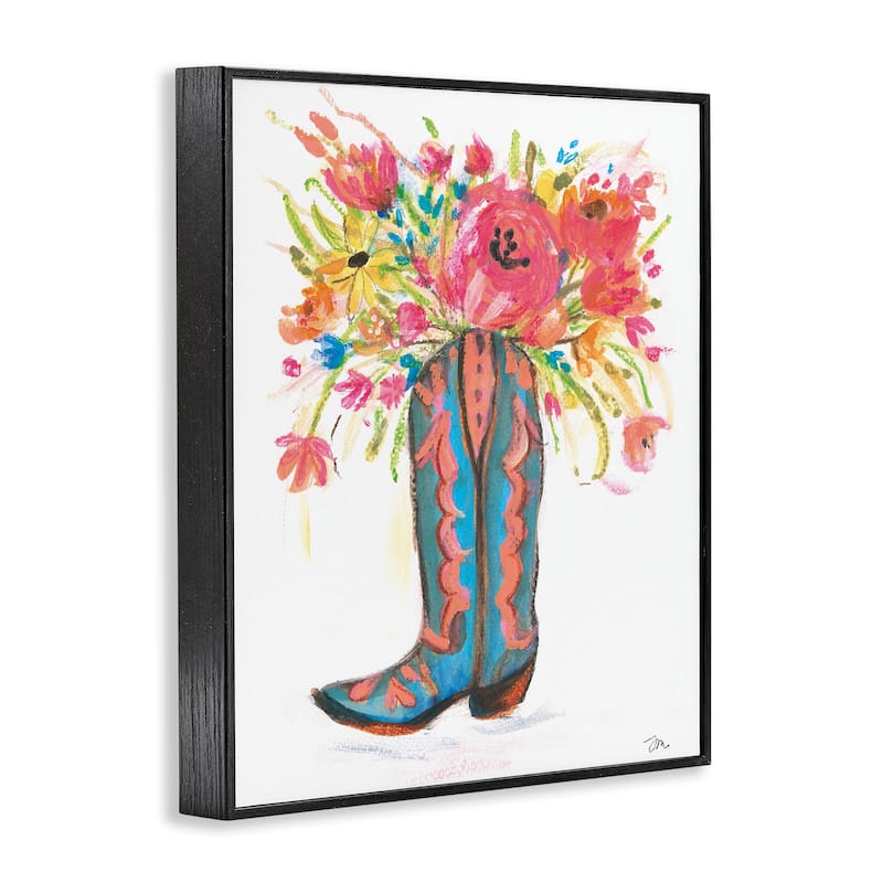 Stupell Floral Cowgirl Boot Pastels Framed Giclee Art Design By Jessica Mingo