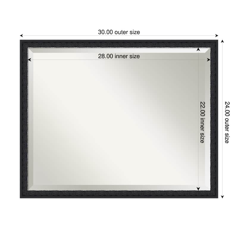 Bethany Beveled Wood Framed Wall Mirror - 30 x 24 in - Bethany Black