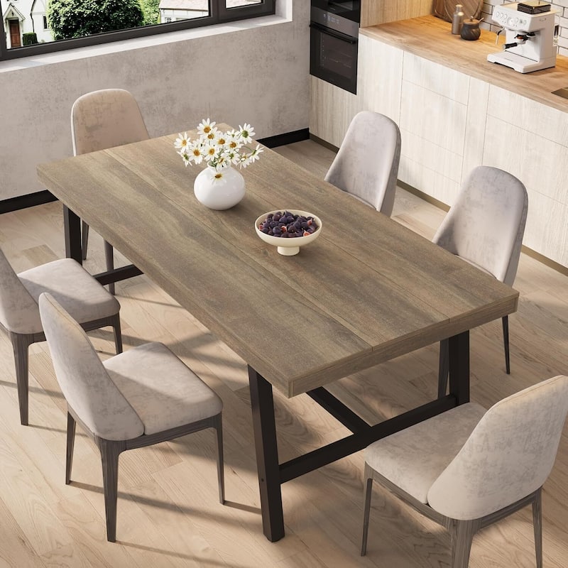 71" Industrial Dining Table for Kitchen, Dining Room or Office (Only Table) - Taupe
