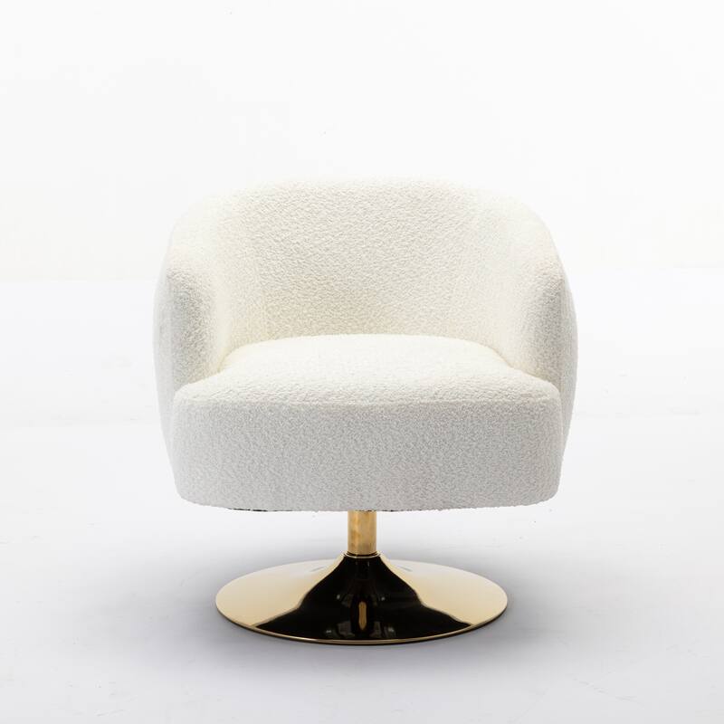 Accent Swivel Chair With Gold Metal Round Base