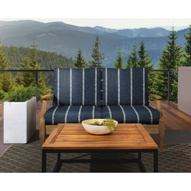 Sorra Home Sunbrella Outdoor Loveseat Cushion Set - 22.5 in W x 22.5 in D x 5 in H - Lengthen Indigo