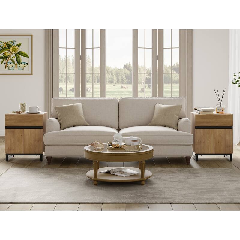 WAMPAT Modern End Table, Farmhouse Sofa Table, Wood Rustic Side End Table for Living Room, Nighstand for Bedroom