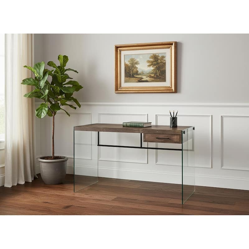 48" Brown and Clear Computer Desk