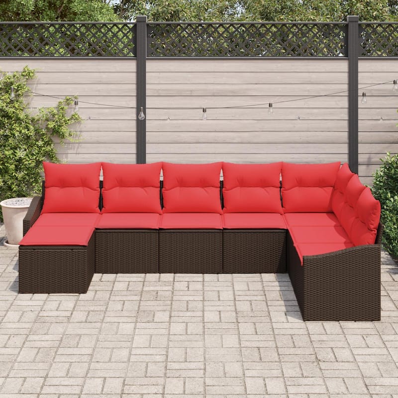 vidaXL 9 Piece Garden Sofa Set with Cushions - 113.6×70.3×46.1