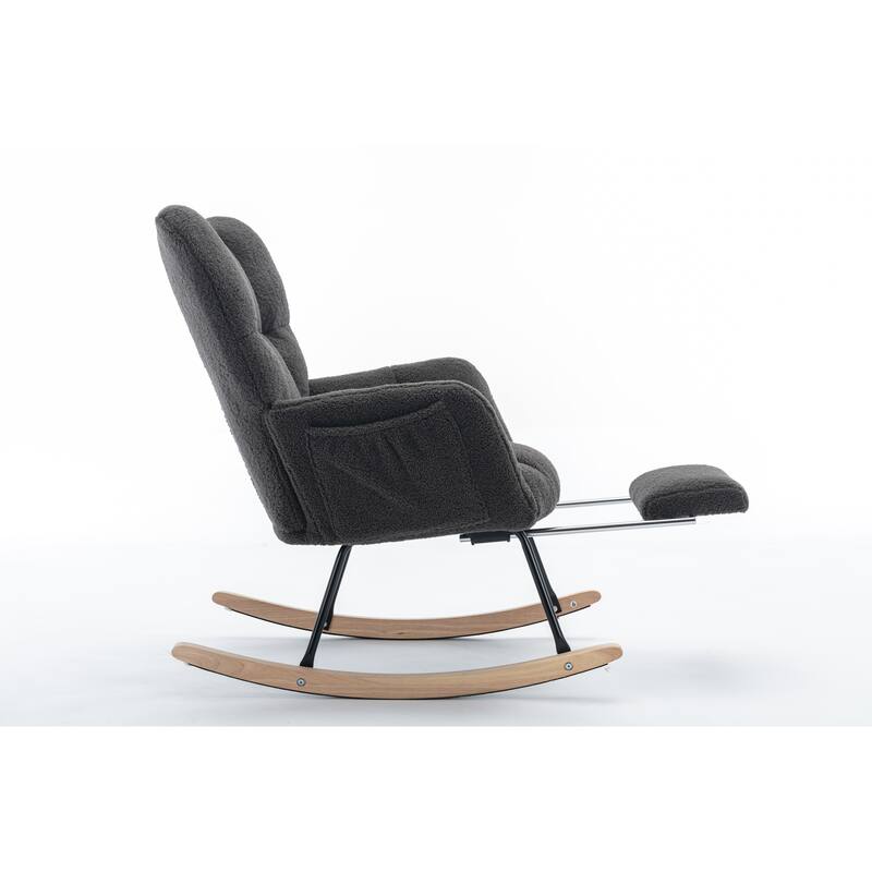 Teddy Fabric Rocking Chair - Grey