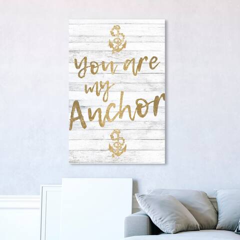 Oliver Gal 'You Are My Anchor Gold' Typography and Quotes Wall Art Canvas Print Love Quotes and Sayings - Gold, White