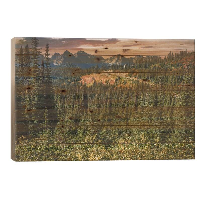 Mount Rainier Paradise Print On Wood by Louis Ruth - Multi-Color - 26x40x1.5