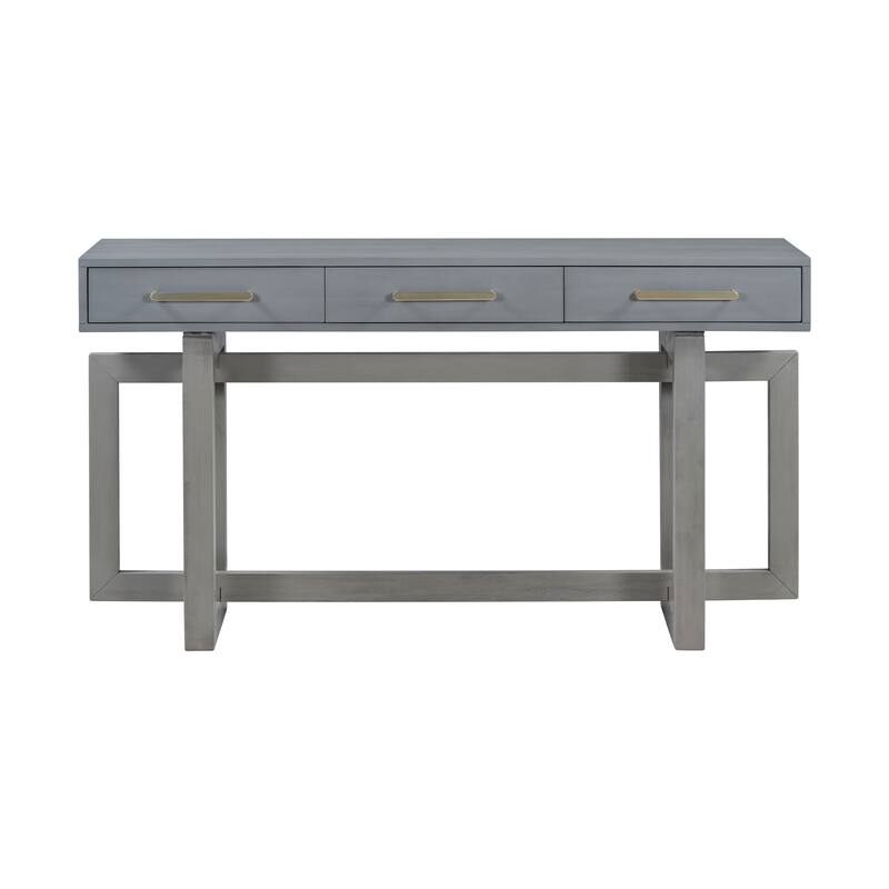 57" Modern Console Table with Three Drawers and Unique Leg Design for Entryway, Hallway, Living Room
