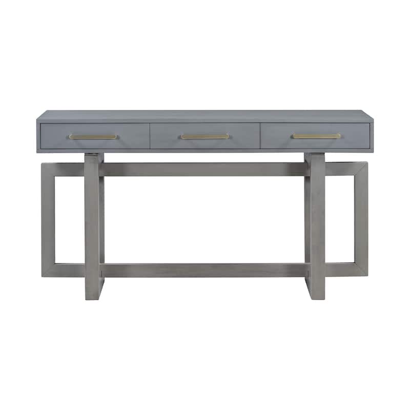 Wooden Console Table Hallway Tables with 3 Drawers and Unique Table Legs, Long Entryway Table with Iron Handle for Hallway