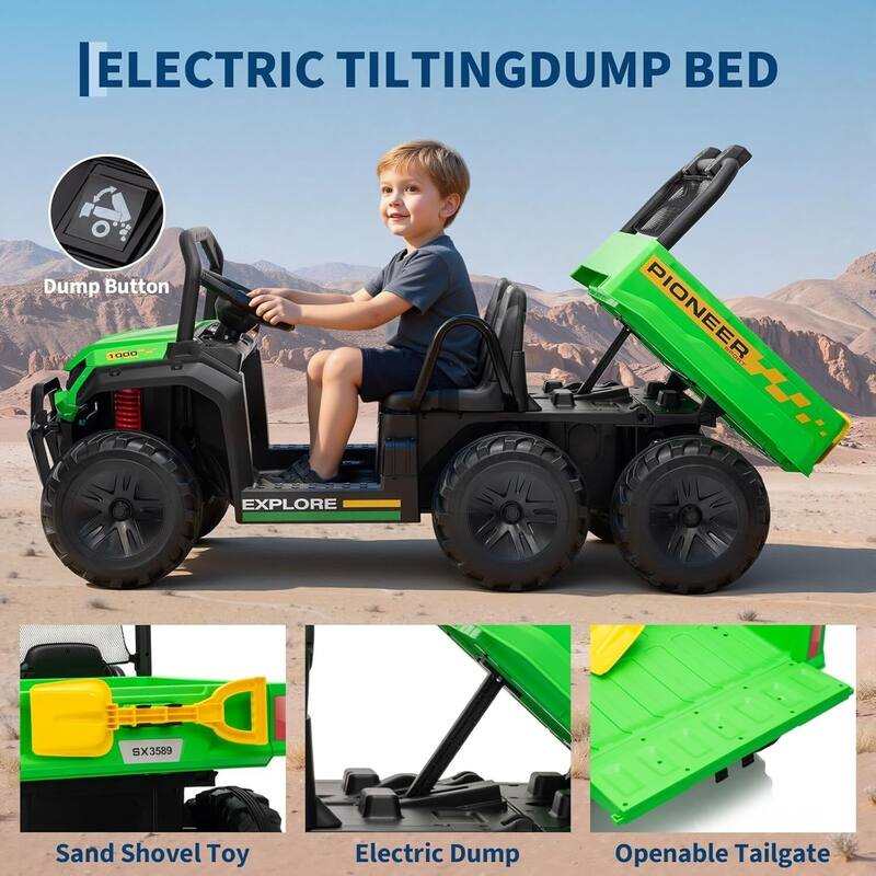 2-Seater Ride-on Toy 24V 4WD Electric Dump Truck for Kids Best Gift