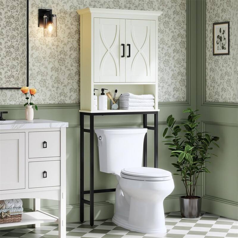 Over The Toilet Storage - 8.86"D x 26.8"W x 68.9"H - White
