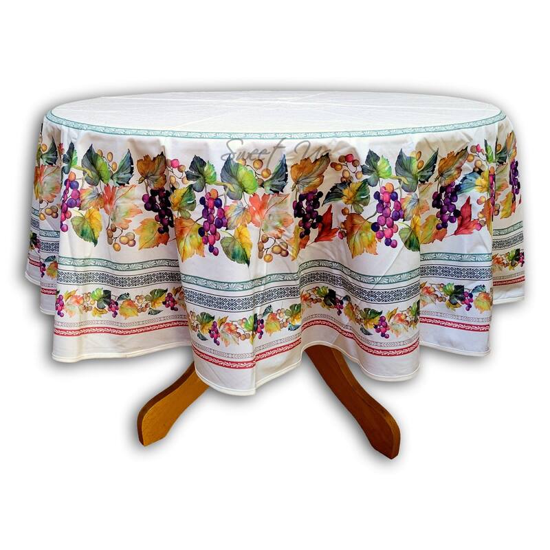 Wipeable Spill Resistant French Acrylic Coated Floral Tablecloth