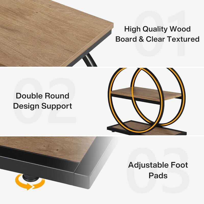 Narrow End Table with 3 Storage Shelves for Living Room