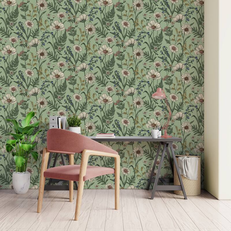 Fine Decor Arden Sage Wild Meadow Wallpaper