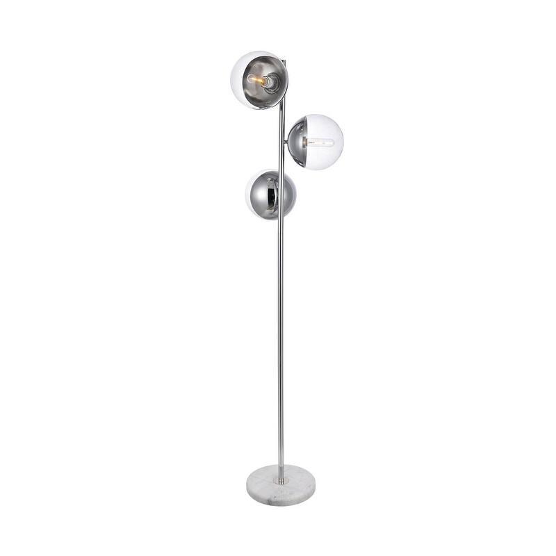 Mid-century Modern Clear Glass 3-light Floor Lamp - CHROME