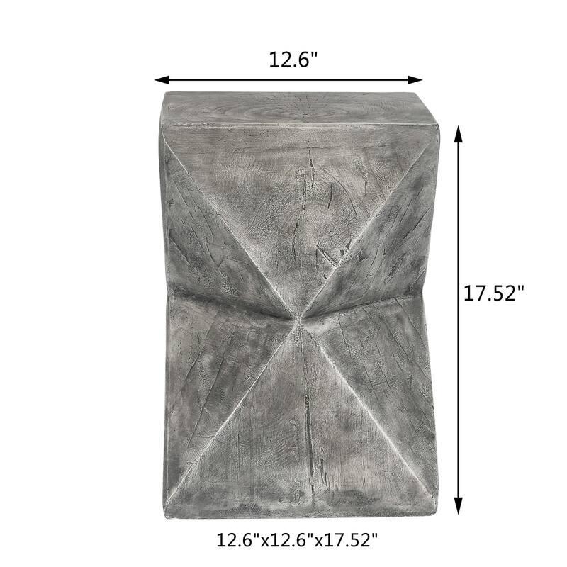 Adeco Concrete Accent End Table Modern Hourglass In-Outdoor Side Table