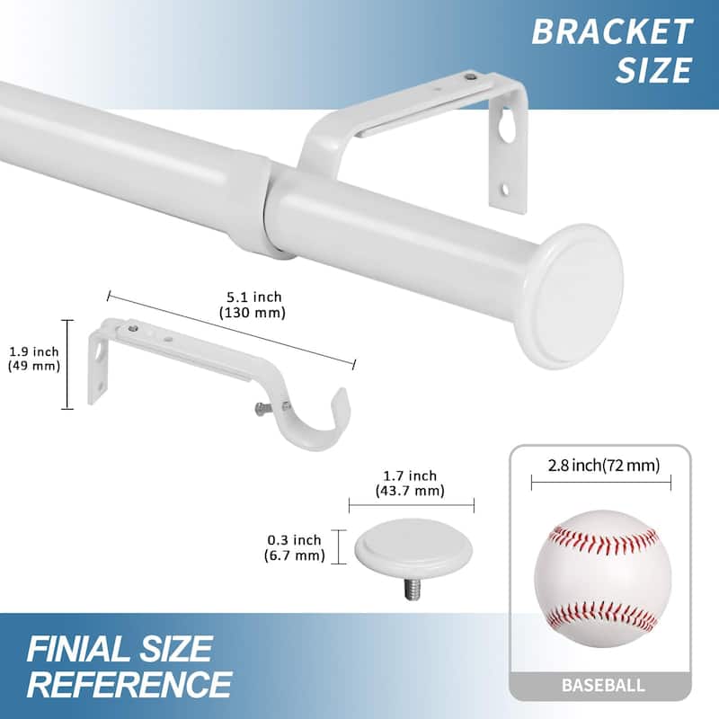 1-inch Diameter Bouton Adjustable Single Drapery Curtain Rod