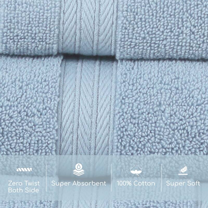 Home Weavers Elegance Essentials 550GSM Cotton Zero Twist Super Absorbent Bath Towel Set of 6