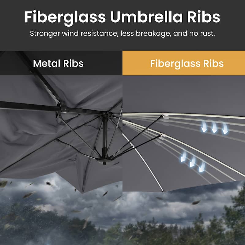 Crestlive Products 15ft Rectangular Double-sided Outdoor Market Umbrella Solar LED Lighted Patio Umbrella