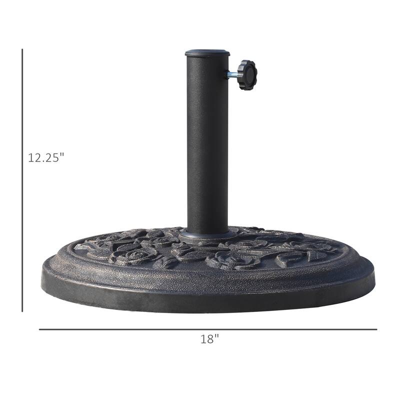 Heavy Duty Polyresin Umbrella Base Stand with Bronzed Finish – Fits 1.5 and 1.89 Inch Poles, 20 lbs Weight for Patio