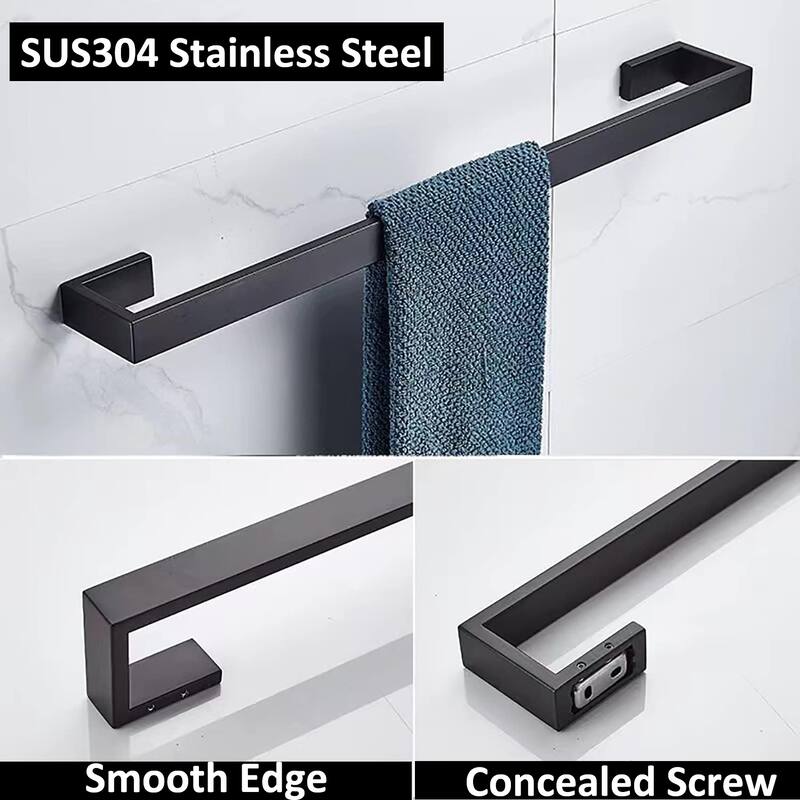 Wall Mounted 4-Piece Bathroom Hardware Set in Stainless Steel