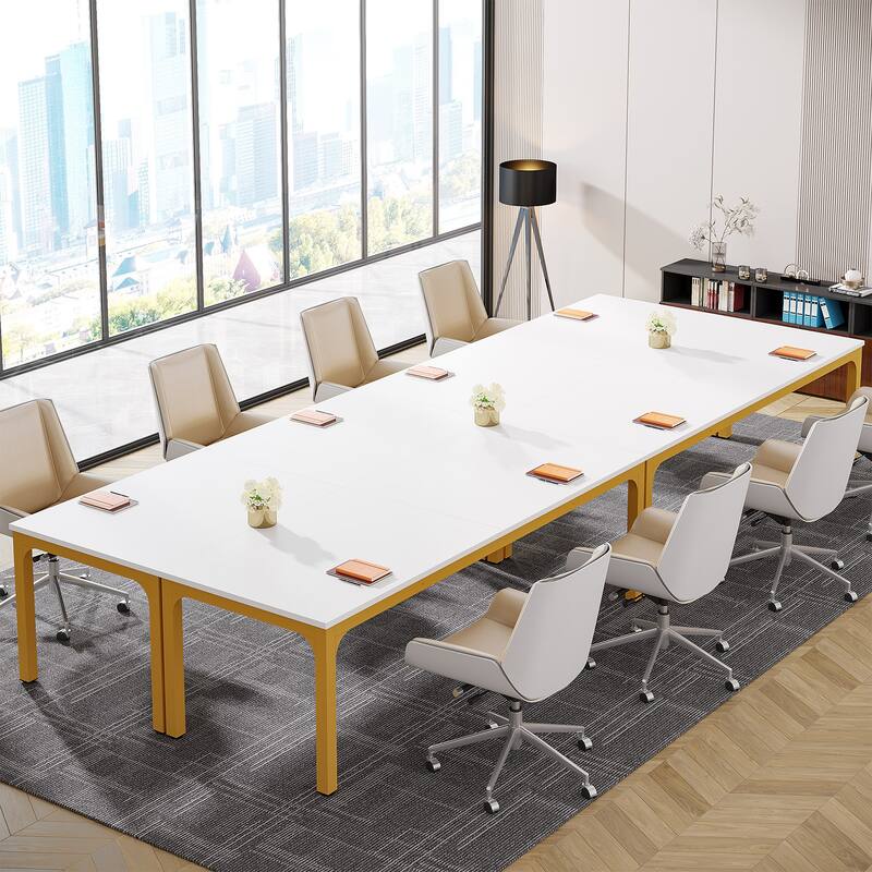 Long Conference Table Set of 4, 13FT Large Rectangle Meeting Seminar Table, 78.74-Inch Business Tables