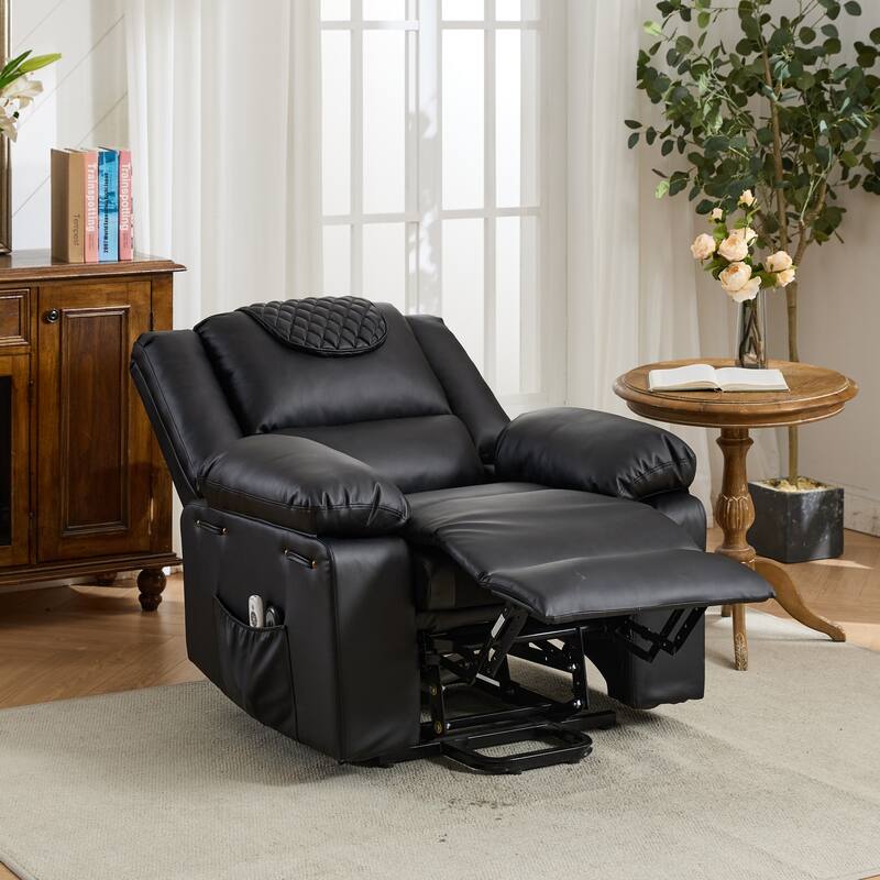 PU Leather Power Lift Recliner - Electric Heat & Massage Chair, Remote Control, Wide Seat - Elderly Comfort Assistive Recliner