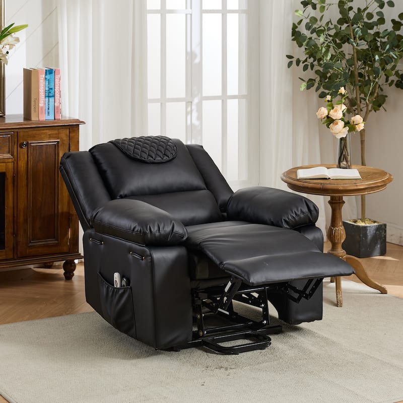 PU Leather Power Lift Recliner Chair, Ergonomic Lounge Sofa Chair, Heavy Duty Electric Recliner with Heating & Massage