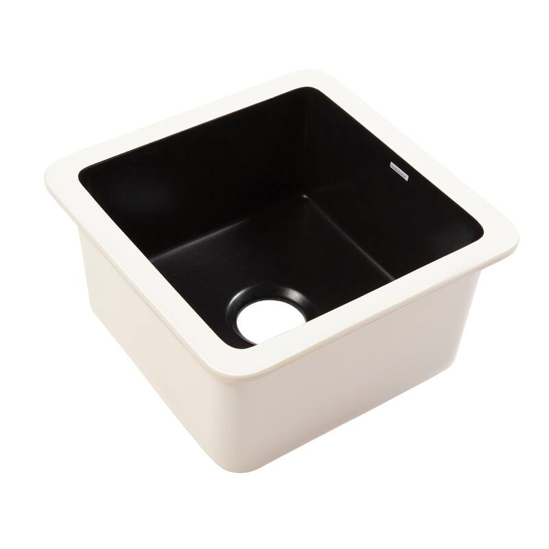 Eden Matte Black Fireclay 18" Single Bowl Undermount Kitchen Sink and Drain