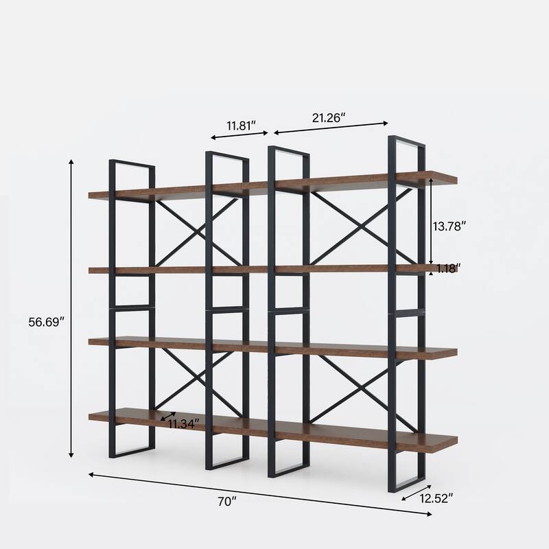 Davee 4-Tier Antique Walnut Color bookcases - 70*12.52*56.69inches