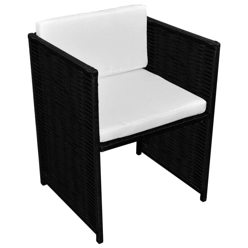 vidaXL Patio Bistro Set 3 Piece Garden Wicker Chair with Cushions Poly Rattan