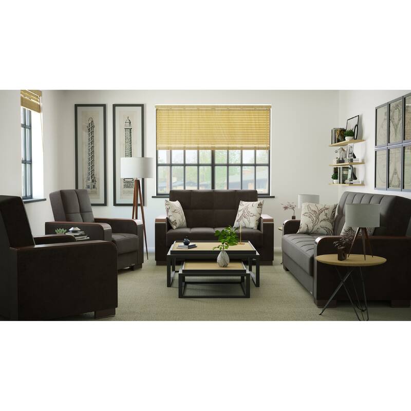 Collection Upholstered Convertible Loveseat With Storage