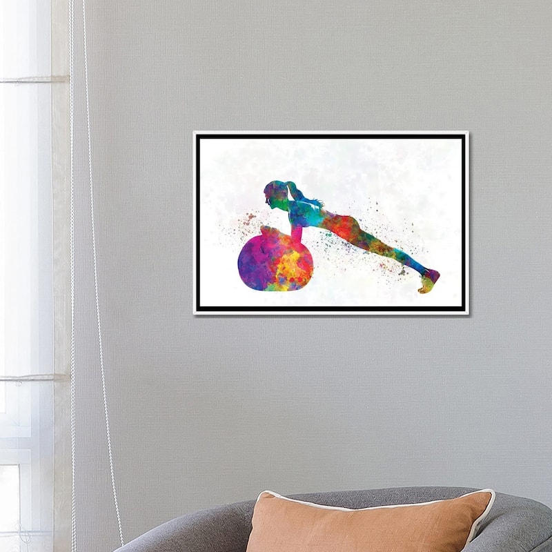 iCanvas "Practicing Fitness In Watercolor III" by Paul Rommer Framed Canvas Print