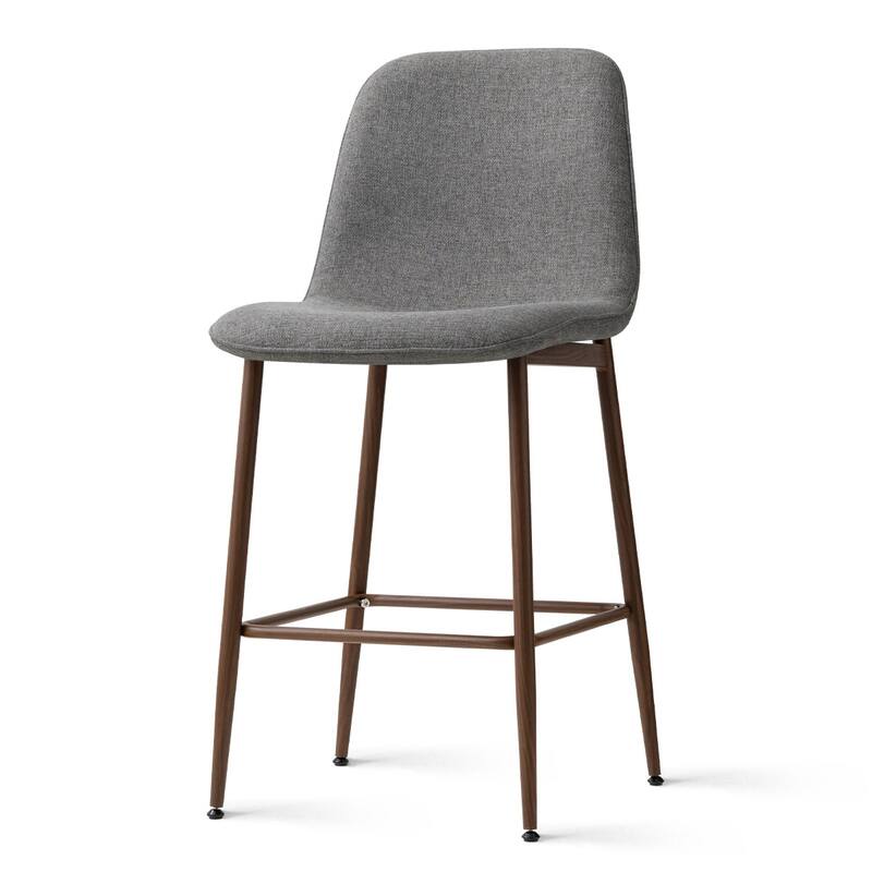 26" Seat Height Upholstered Counter Height Bar Stools with Walnut Metal Leg (Set of 3)