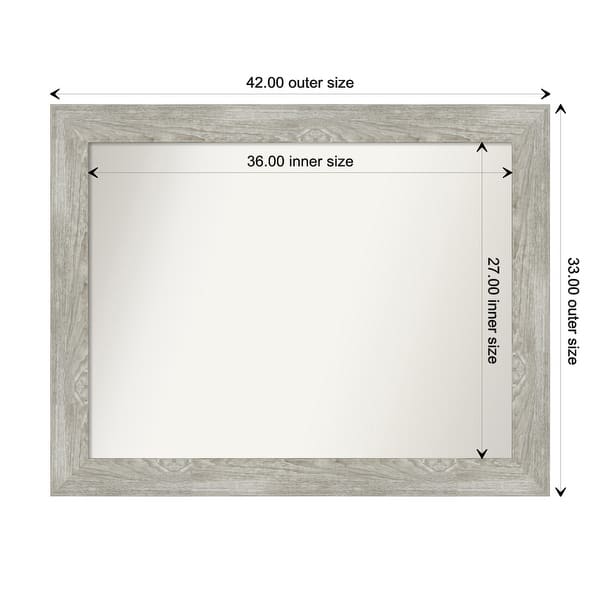 dimension image slide 33 of 113, Dove Greywash Framed Non-Beveled Custom Wall Mirror, Bathroom Vanity Mirror