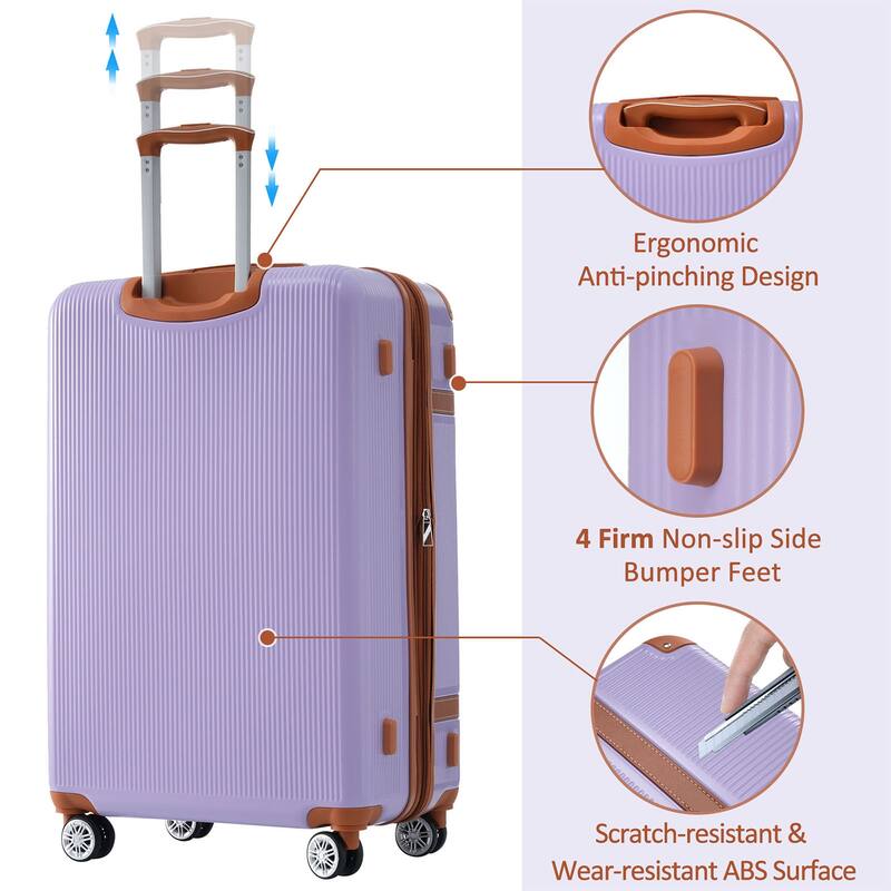 Luggage Sets, 3pcs ABS Hardside Expandable Suitcase w/Spinner Wheels Collision-Protection Angle TSA Lock