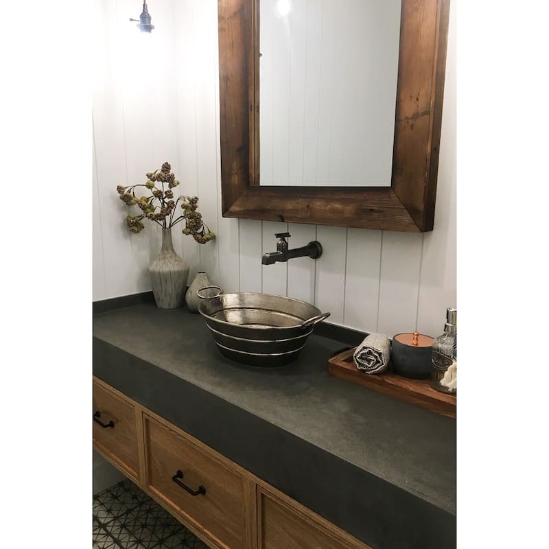 16-in Oval Bucket Vessel Hammered Copper Sink with Handles in Nickel (VOB16EN)