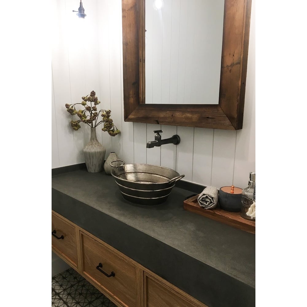 16-in Oval Bucket Vessel Hammered Copper Sink with Handles in Nickel (VOB16EN)